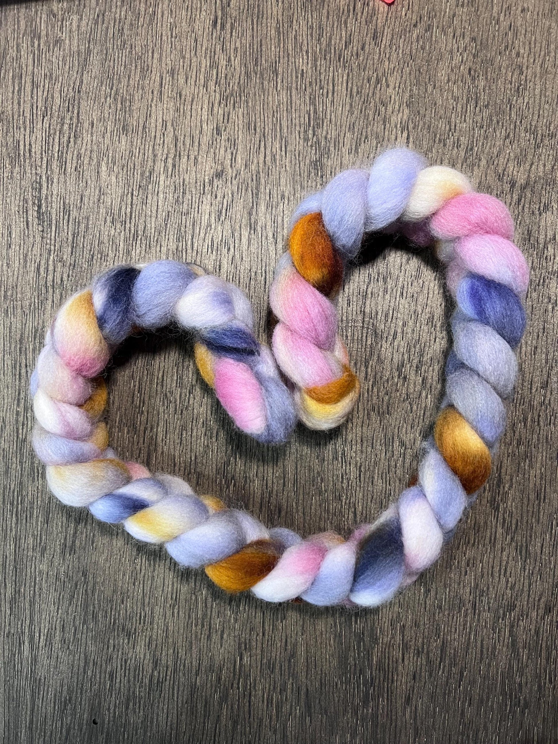 RUST, PINK, NAVY, Purple & Cream Hand Dyed Spinning Fibre Corriedale Cross Roving Non Superwash