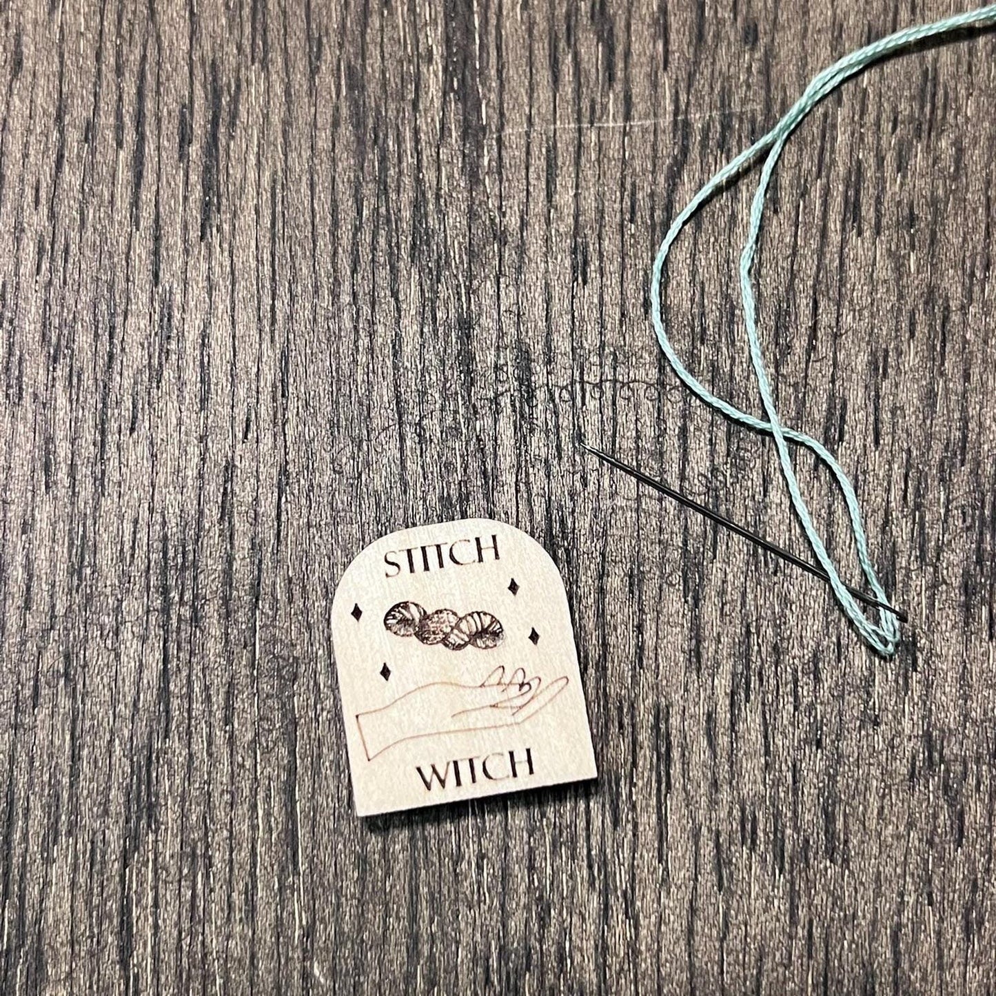 Wooden Needle Minder - "STITCH WITCH" Cross Stitch and Embroidery Accessory Notion
