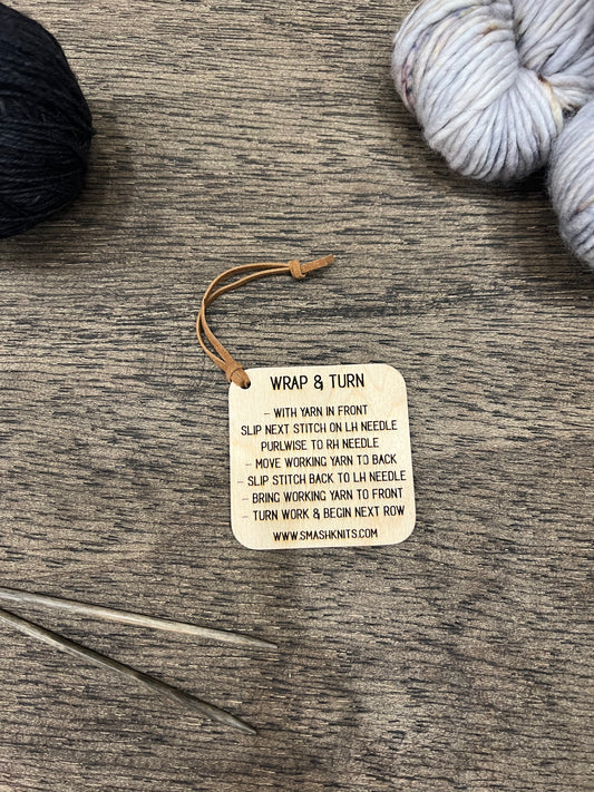 Wooden Knitter Reference Tool and Stitch Reminder