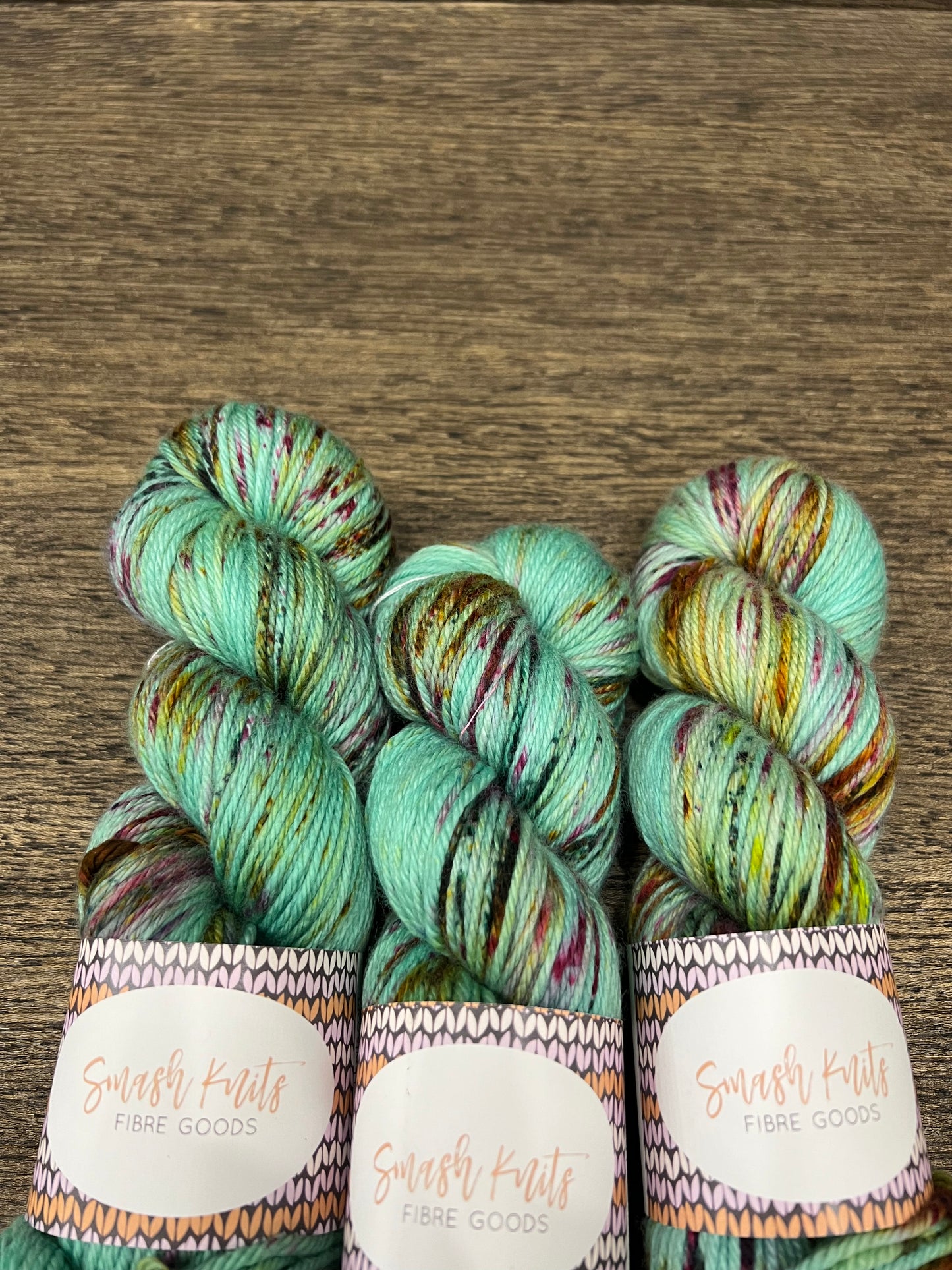 SPRING FLING - Turquoise Teal Pink Green Brown Speckled DK