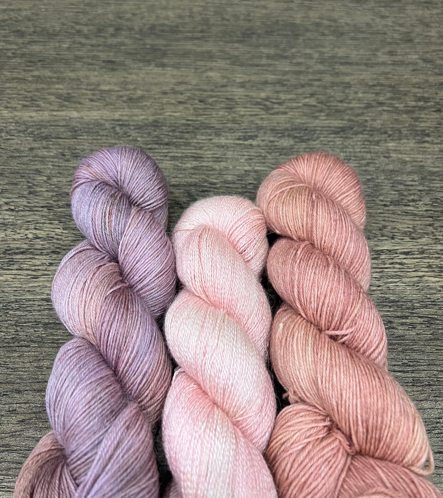 3 Skein Shawl Set -Peach Pink Soft Lace Romantic Colourways