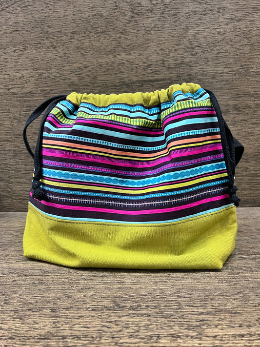 Cotton Canvas Drawstring Project Bag STRIPES