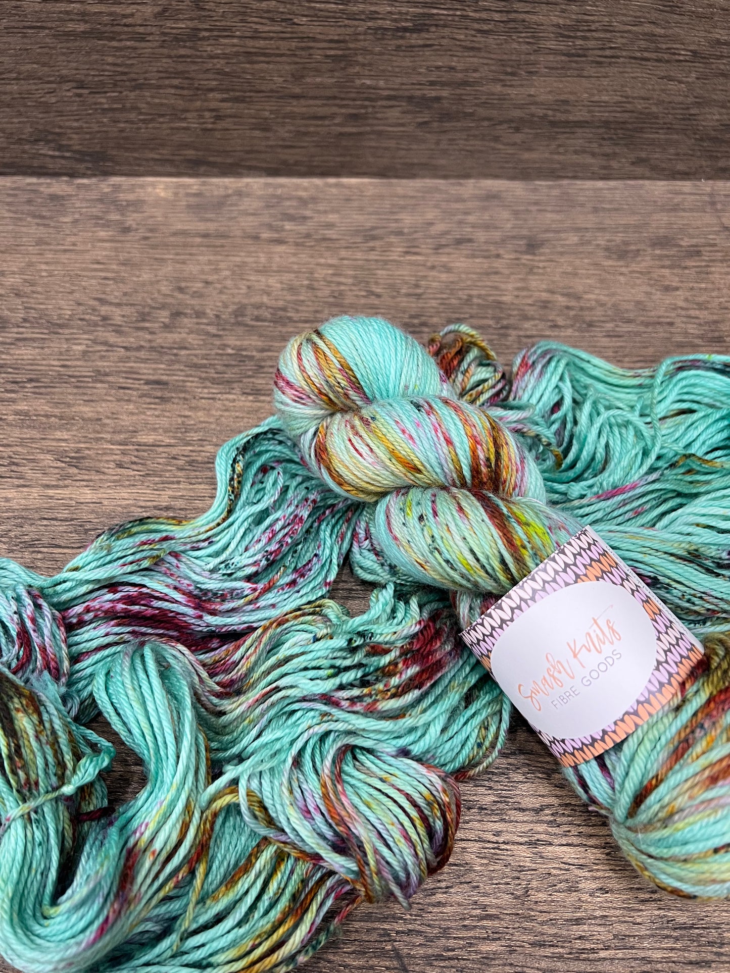 SPRING FLING - Turquoise Teal Pink Green Brown Speckled DK