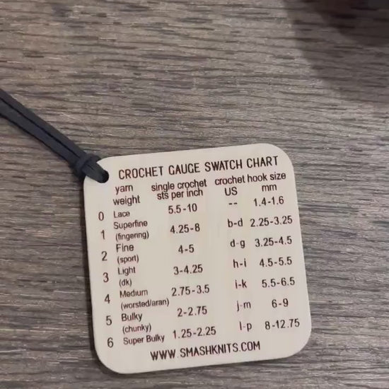 Reference Tool for Knitting and Crochet Wooden Info Card - Gauge Swatch Charts