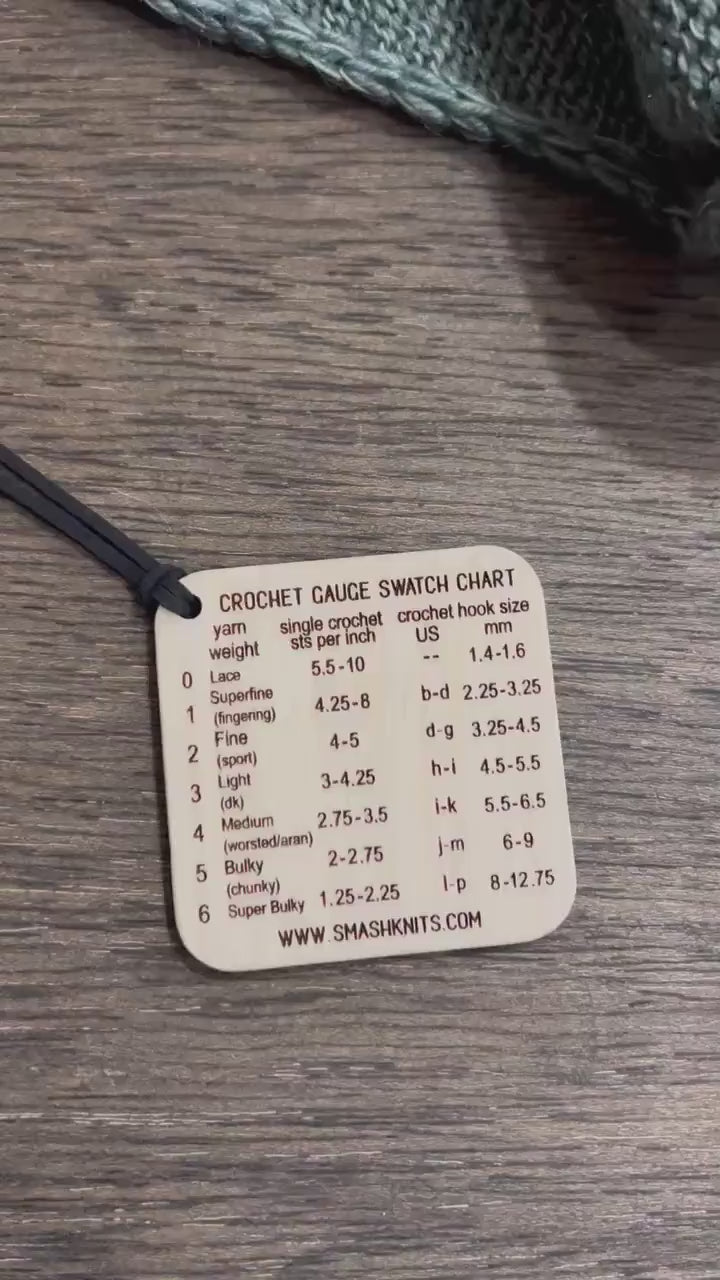 Reference Tool for Knitting and Crochet Wooden Info Card - Gauge Swatch Charts