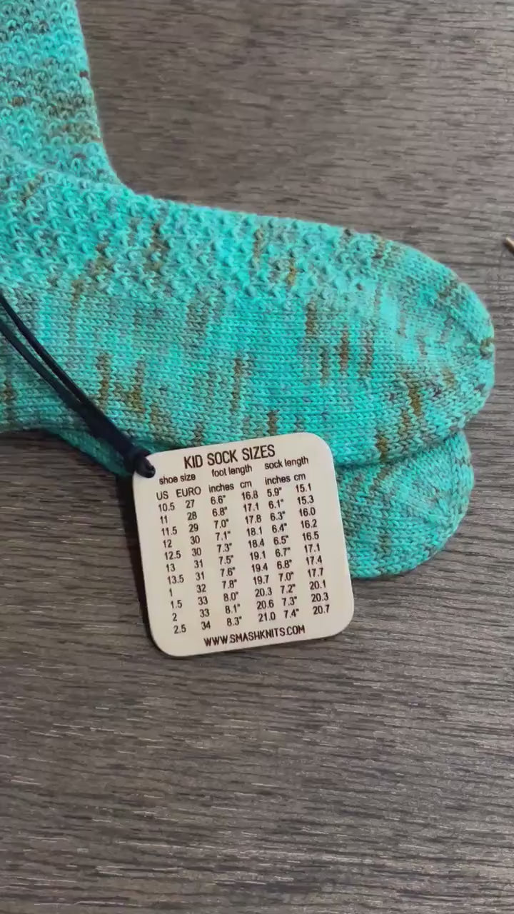 Wooden Knitter’s Reference Card Sock Sizes - Kids and Big Kids