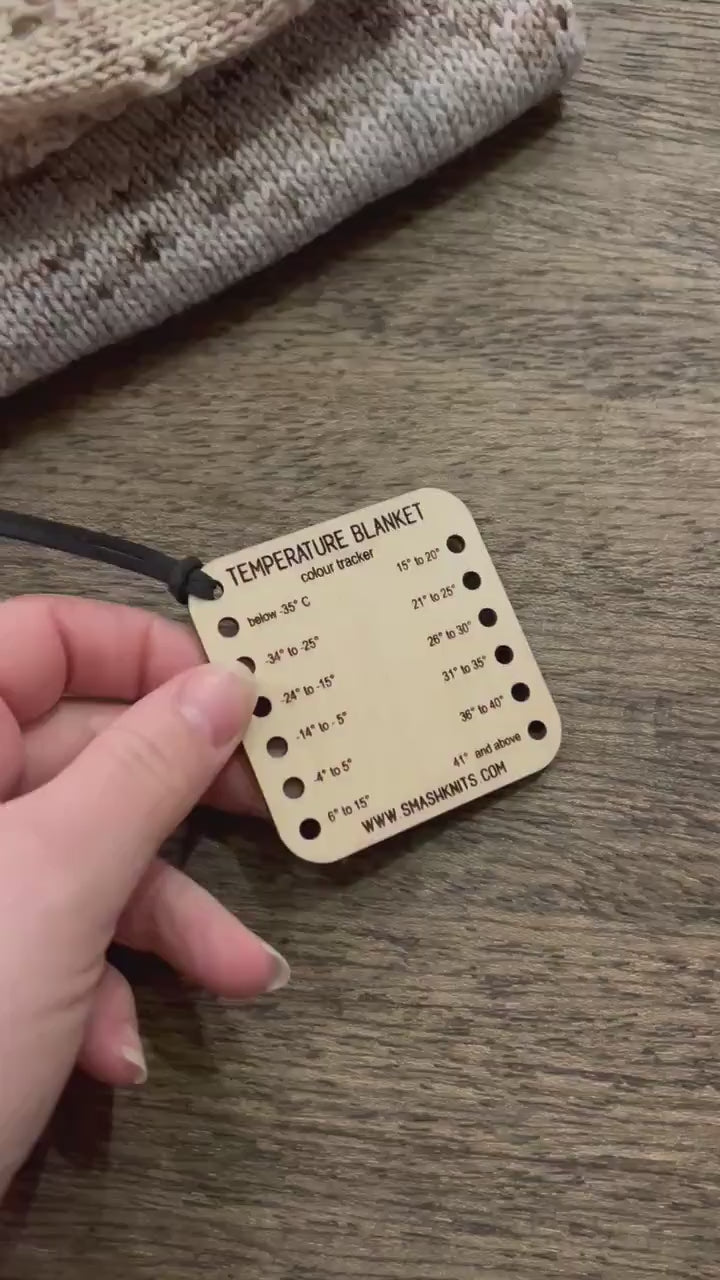 Reference Tool for Knitting and Crochet Wooden Info Card - Temperature Blanket