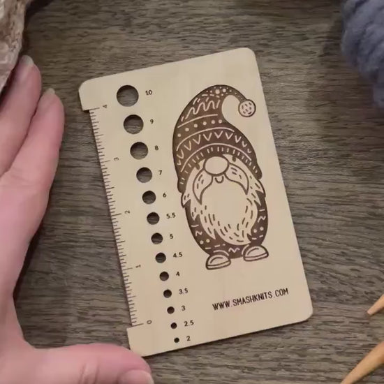 Reference Tool for Knitting and Crochet -  Wooden Gauge Ruler Swatch and Needle Sizer