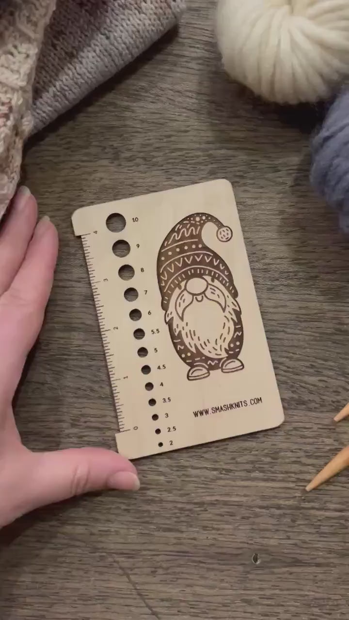 Reference Tool for Knitting and Crochet -  Wooden Gauge Ruler Swatch and Needle Sizer