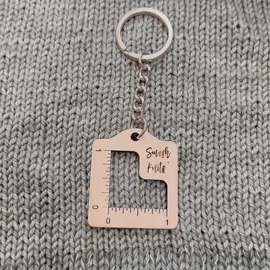 Mini Reference Tool for Knitting and Crochet Wooden Info Card - Mini Gauge Swatch Keychain