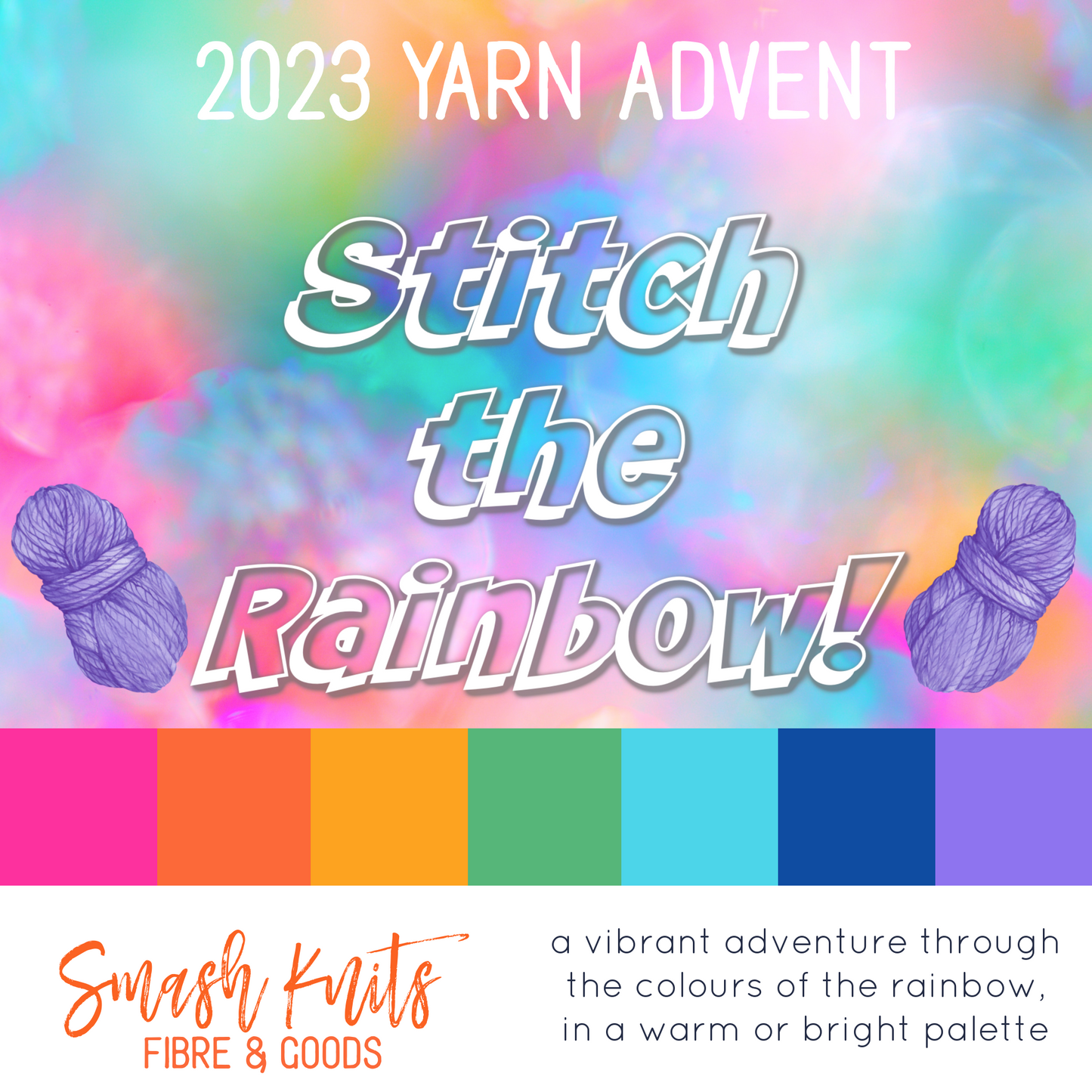 Yarn Advent Calendar, 2023 Gift Box for Knitters Crocheters Weavers Crafters, Rainbow Mini Skein Set, Holidays