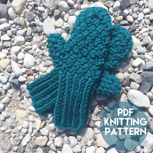 Instant Download Knitting Pattern - Knit Mitten Pattern - Mitten Knitting Pattern - Chunky Mittens Pattern Unisex Knitting Pattern