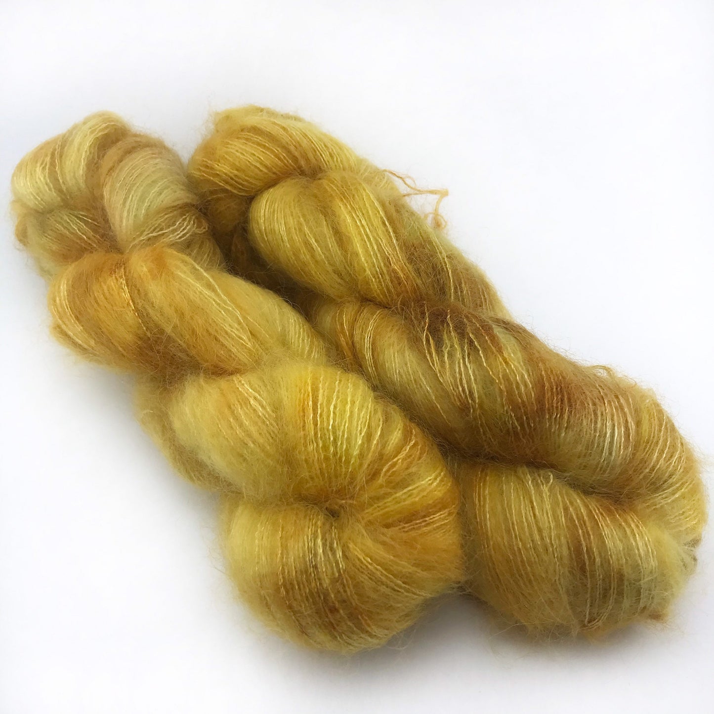 SUNFLOWER - Yellow Brown Speckled Lace Weight Mohair