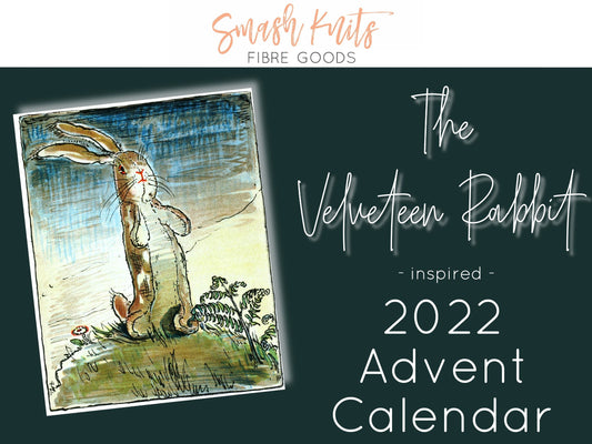 a photo of the cover page of the Velveteen Rabbit book with the text 2022 advent calendar beside it