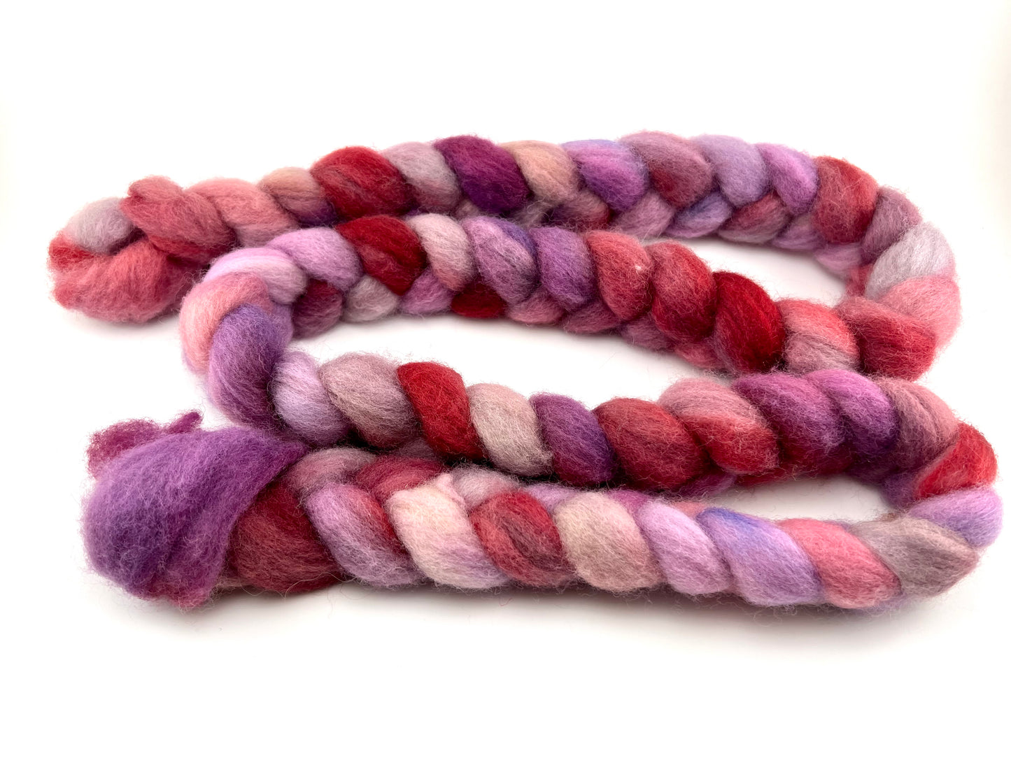 RED PINK PURPLE Hand Dyed Spinning Fibre Purple Corriedale Top Non Superwash