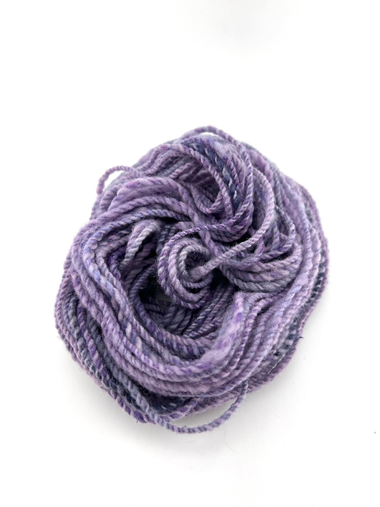 Hand Spun Mini Skein Hand Dyed Fibre Purples Artsy Yarn Alberta Targhee Made in Canada