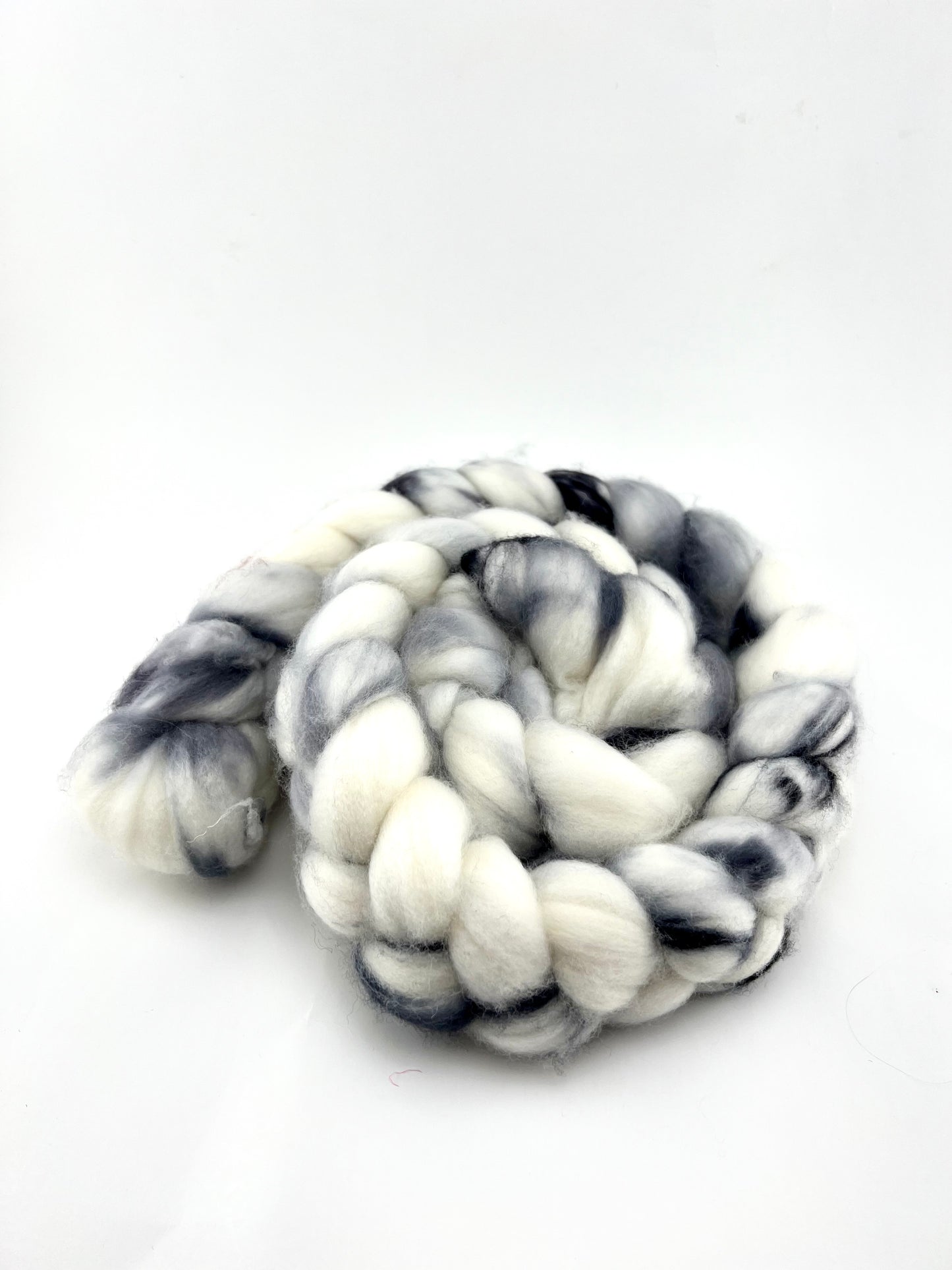 DALMATIAN B&W Hand Dyed Spinning Fibre Black and White Merino Superwash