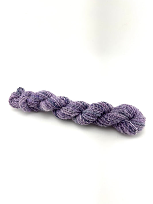 Hand Spun Mini Skein Hand Dyed Fibre Purples Artsy Yarn Alberta Targhee Made in Canada