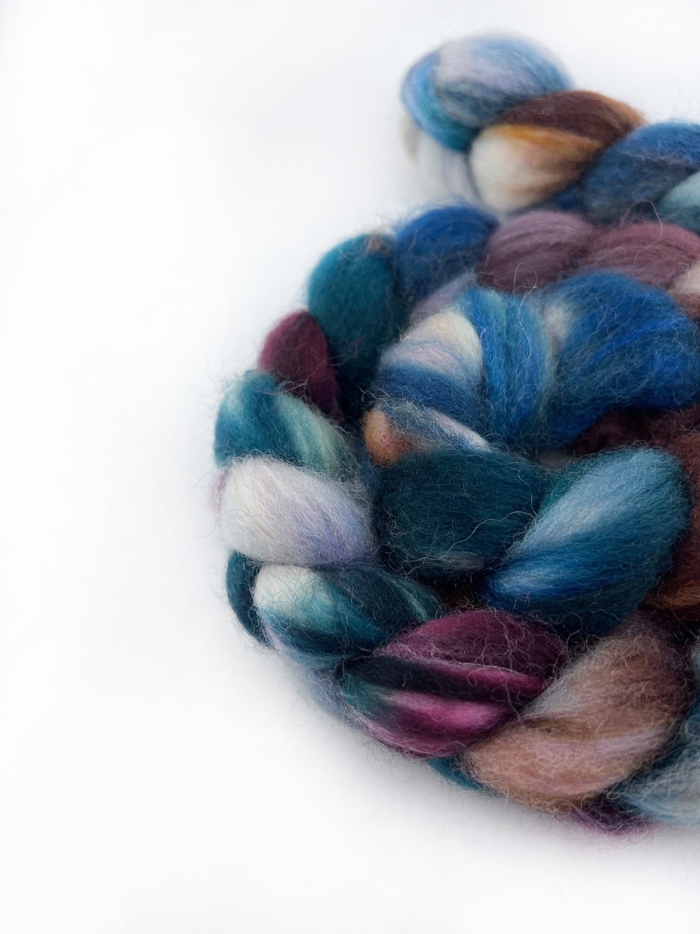 Hand Dyed Spinning Fibre BFL Top Non Superwash Brown Burgundy Navy