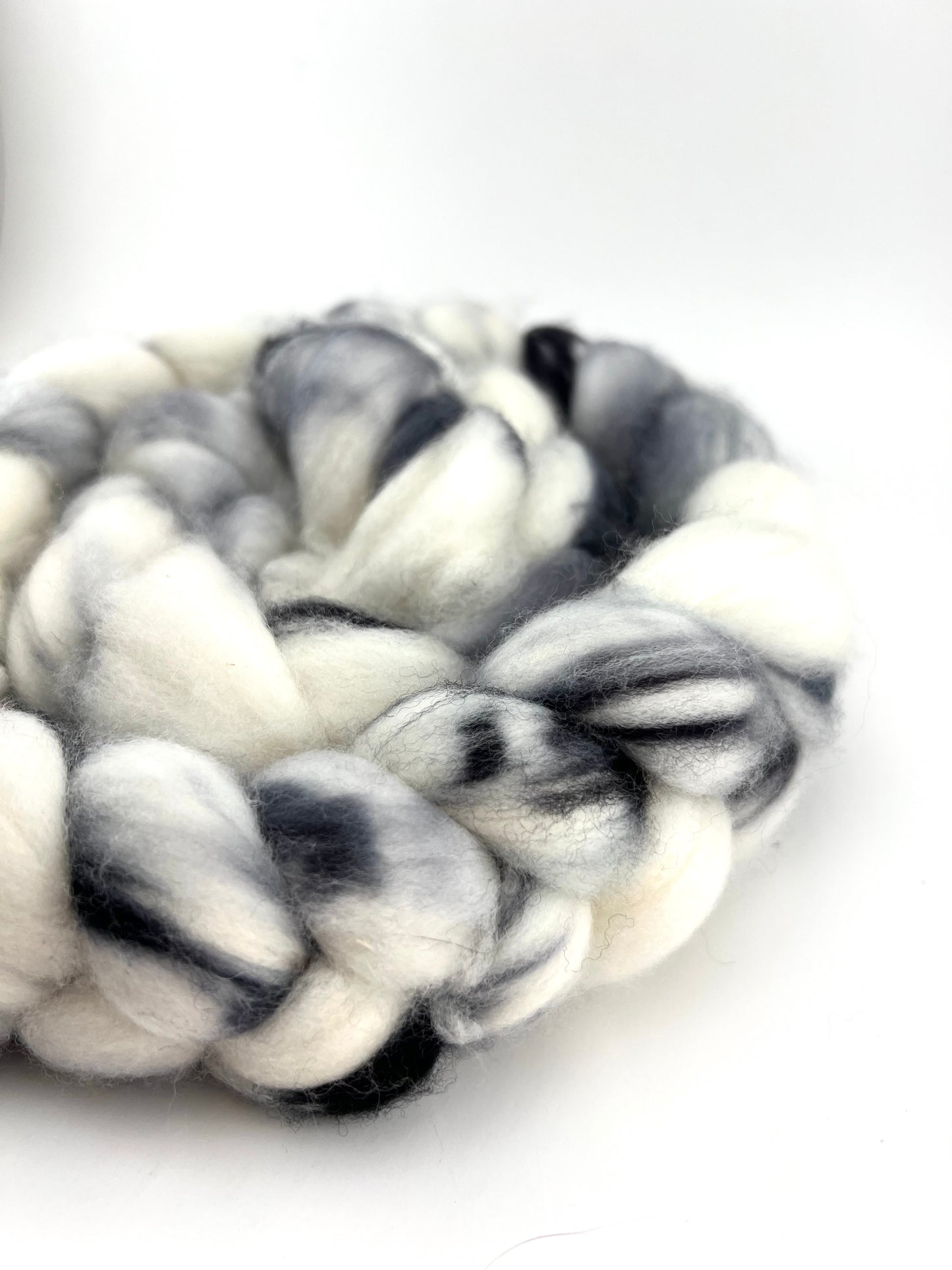 DALMATIAN B&W Hand Dyed Spinning Fibre Black and White Merino Superwash