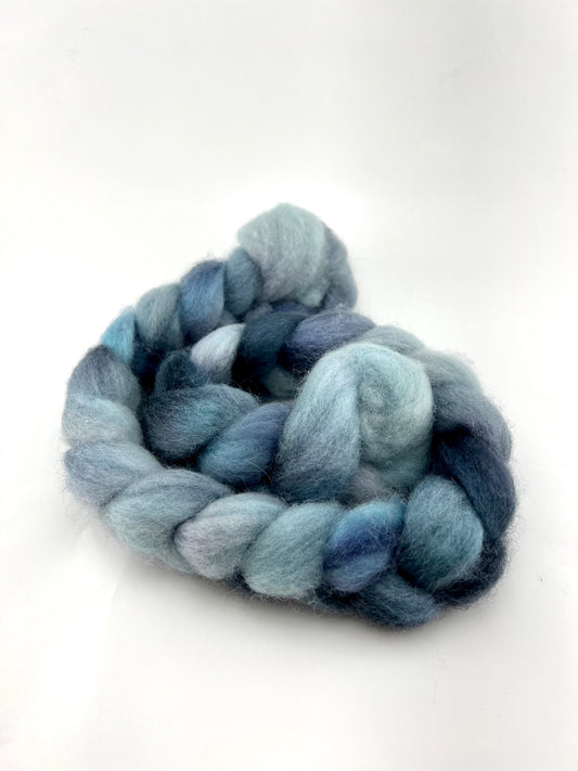 SNACK SIZE Hand Dyed Spinning Fibre Purple Blue Corriedale Top Non Superwash