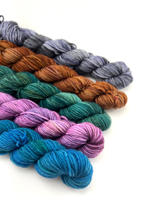 Variegated Mini Skein Set GREENS BLUES PINKS GREYS