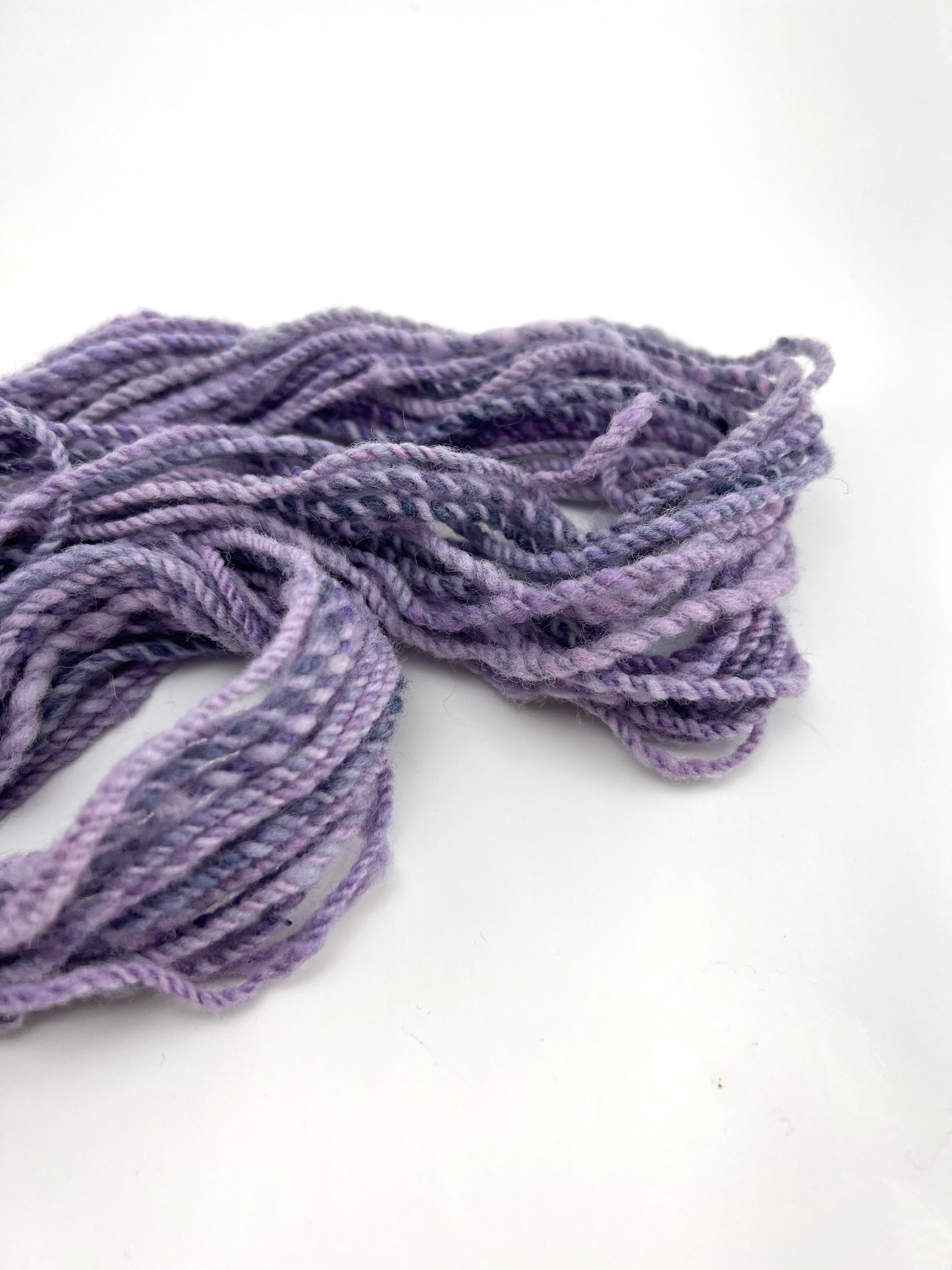 Hand Spun Mini Skein Hand Dyed Fibre Purples Artsy Yarn Alberta Targhee Made in Canada