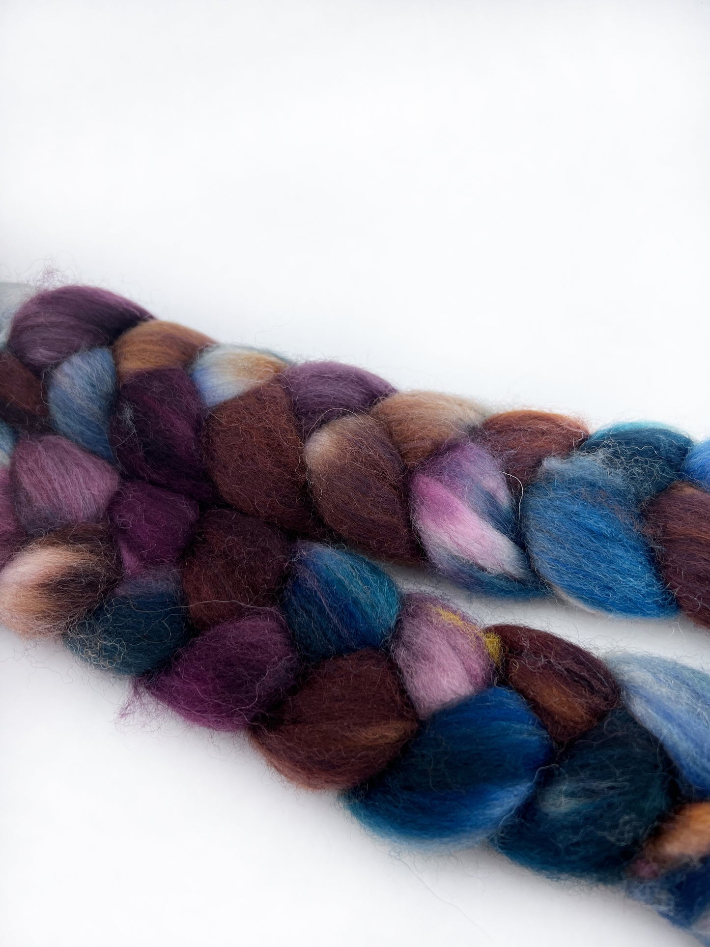 Hand Dyed Spinning Fibre BFL Top Non Superwash Brown Burgundy Navy