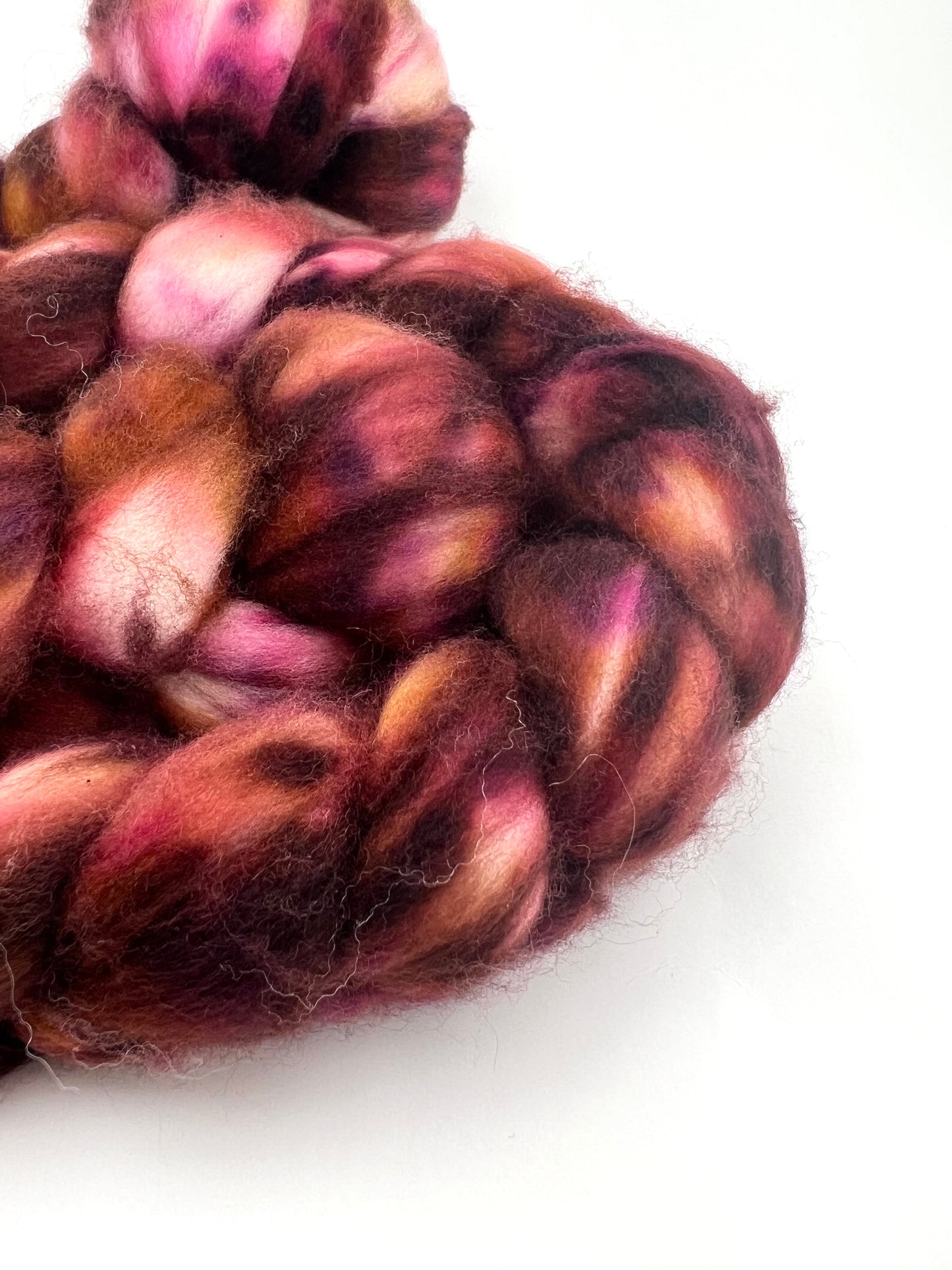 BURGUNDY CREAM PINK Hand Dyed Spinning Fibre Merino Superwash