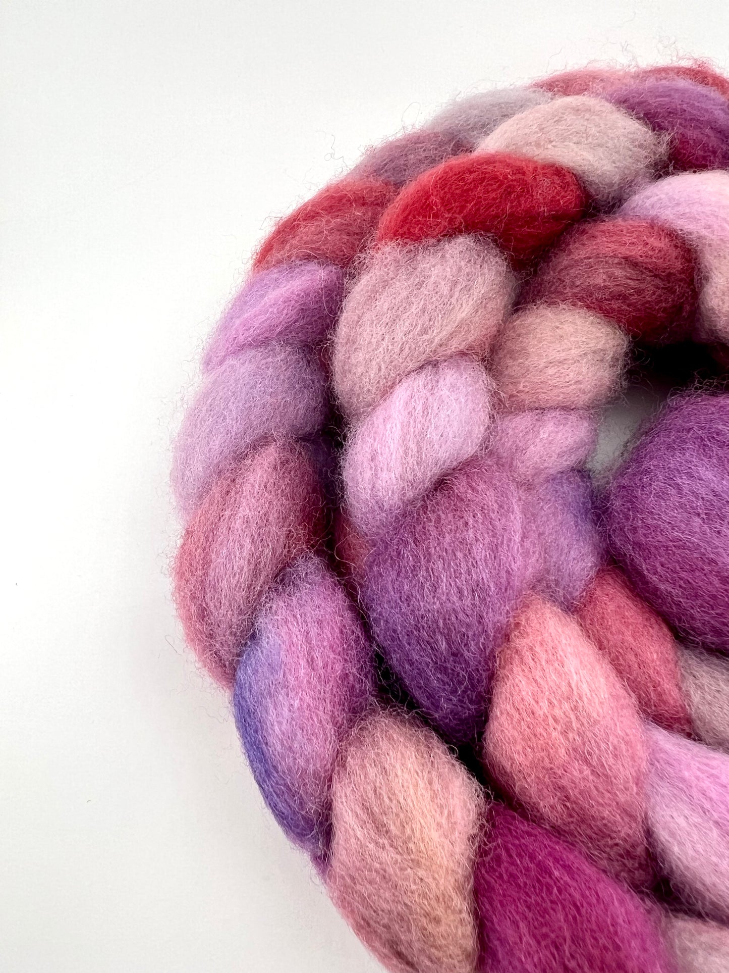 RED PINK PURPLE Hand Dyed Spinning Fibre Purple Corriedale Top Non Superwash