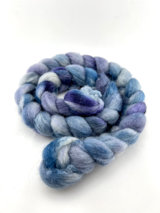 BLUES Hand Dyed Spinning Fibre BFL Top Non Superwash