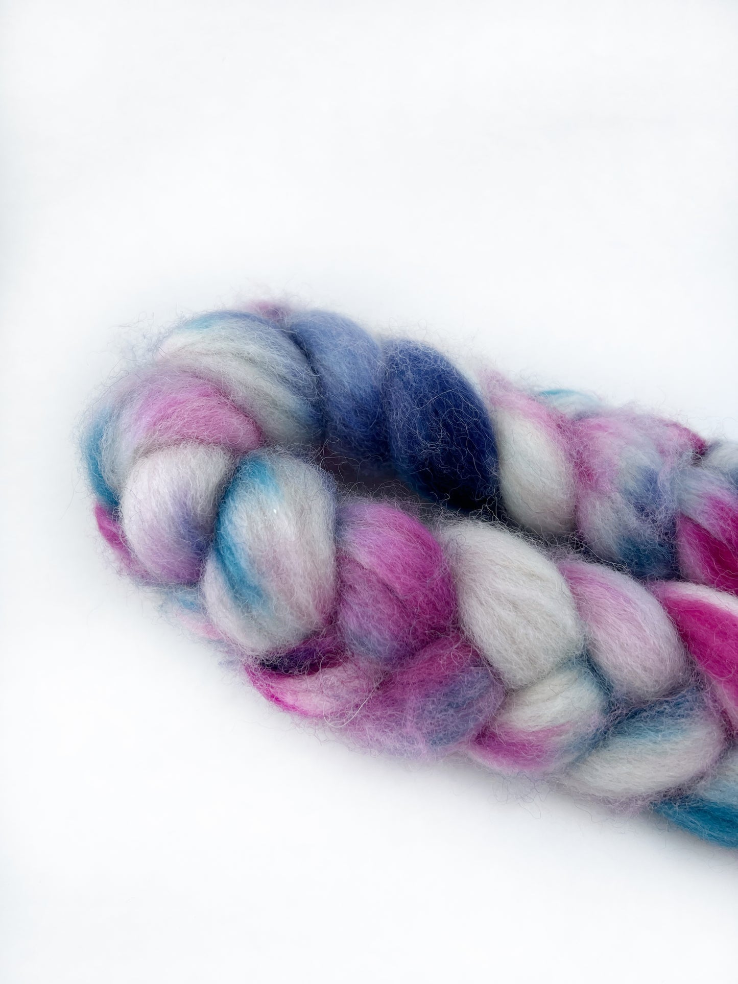 Hand Dyed Spinning Fibre BFL Pink Navy Green Top Non Superwash