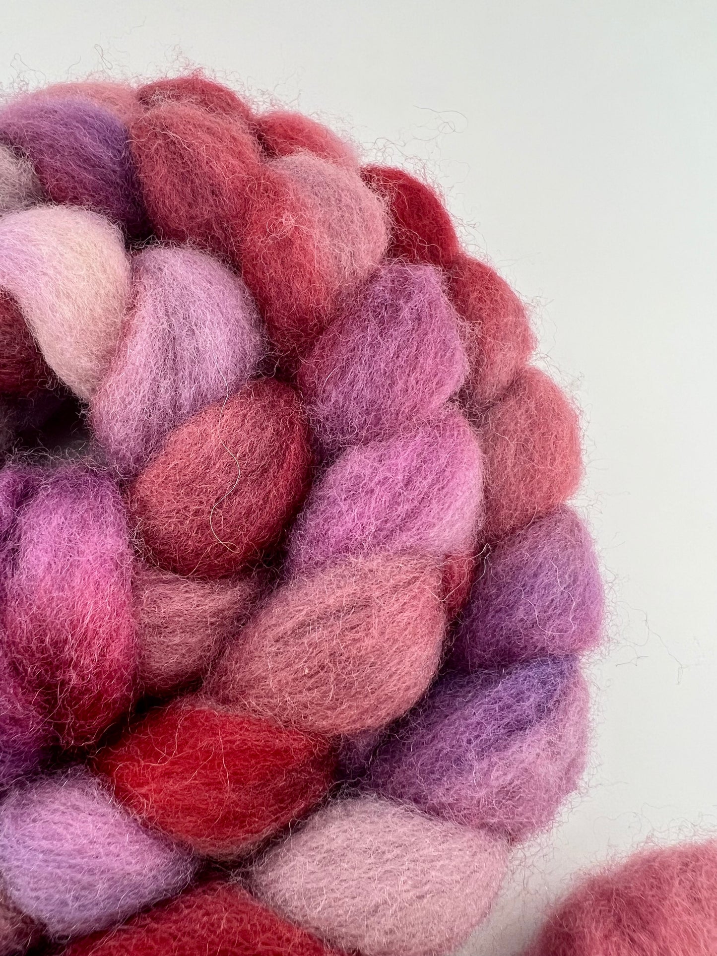 RED PINK PURPLE Hand Dyed Spinning Fibre Purple Corriedale Top Non Superwash