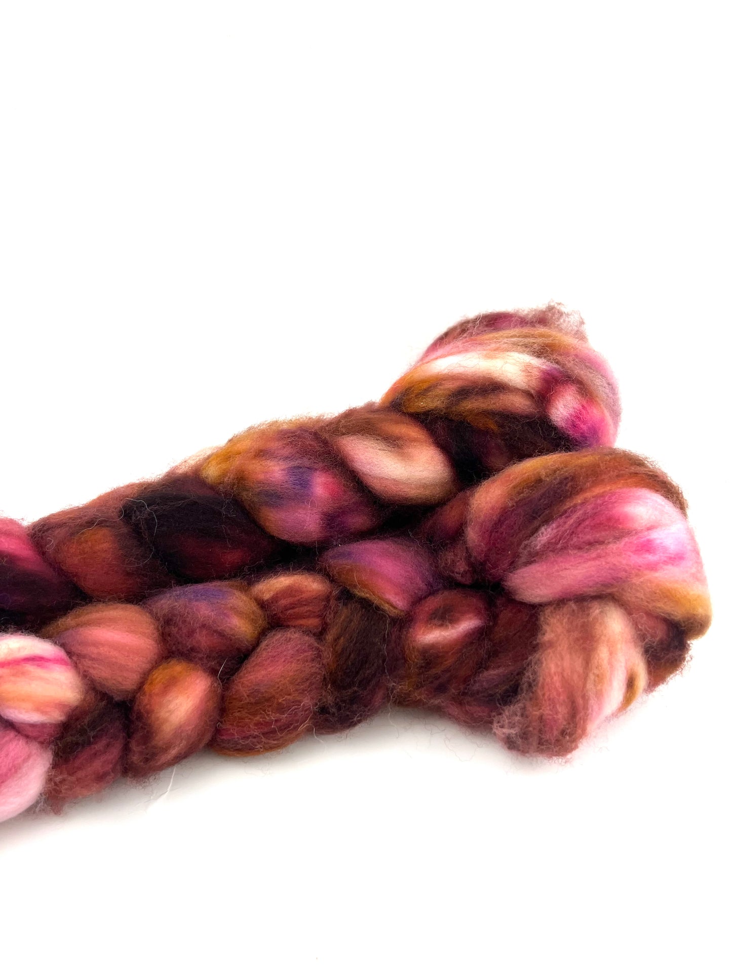 BURGUNDY CREAM PINK Hand Dyed Spinning Fibre Merino Superwash