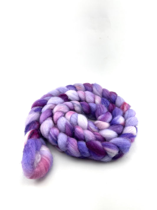 PURPLE PEOPLE EATER Hand Dyed Spinning Fibre Purples Polwarth Top Non Superwash