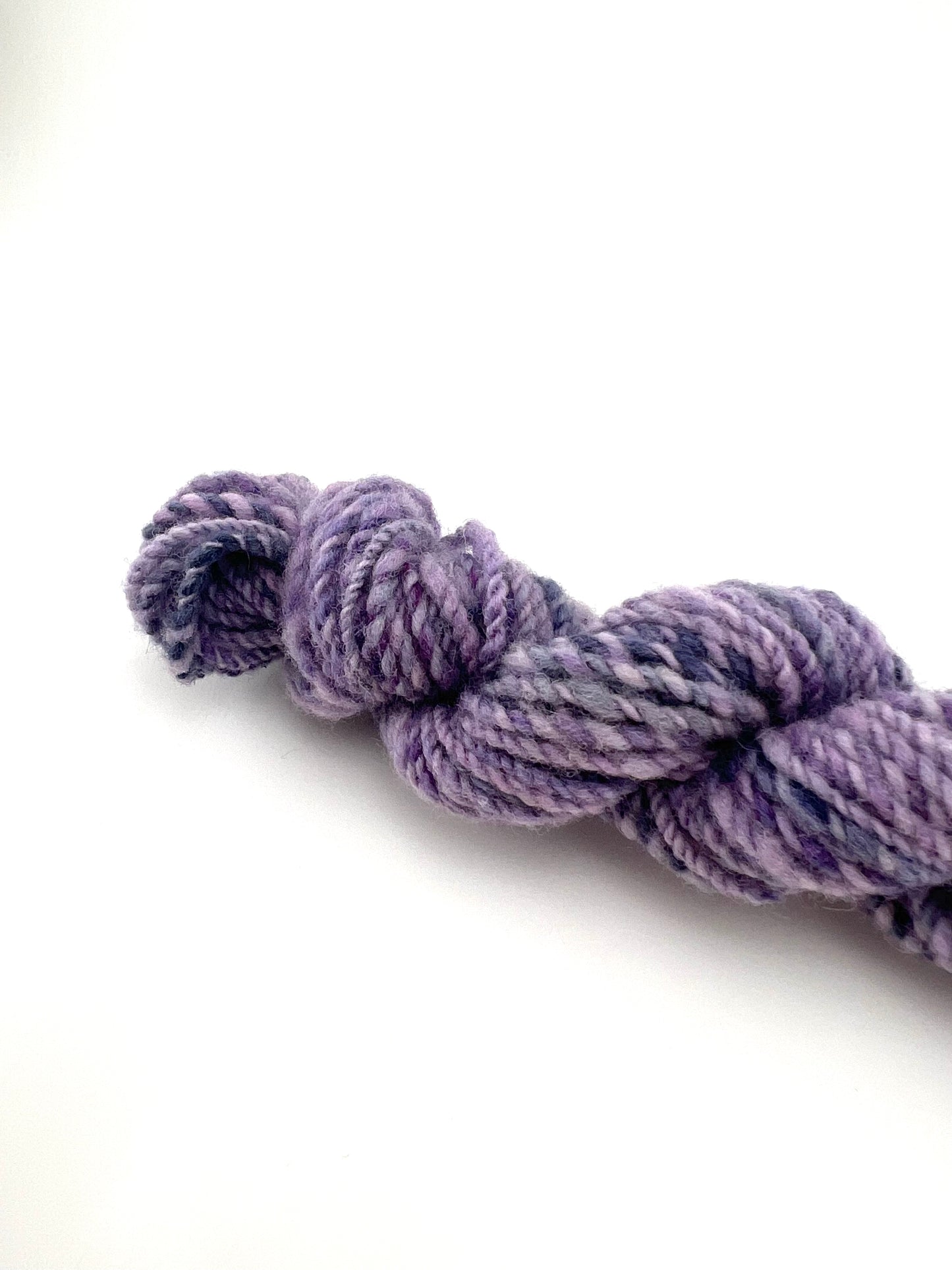 Hand Spun Mini Skein Hand Dyed Fibre Purples Artsy Yarn Alberta Targhee Made in Canada