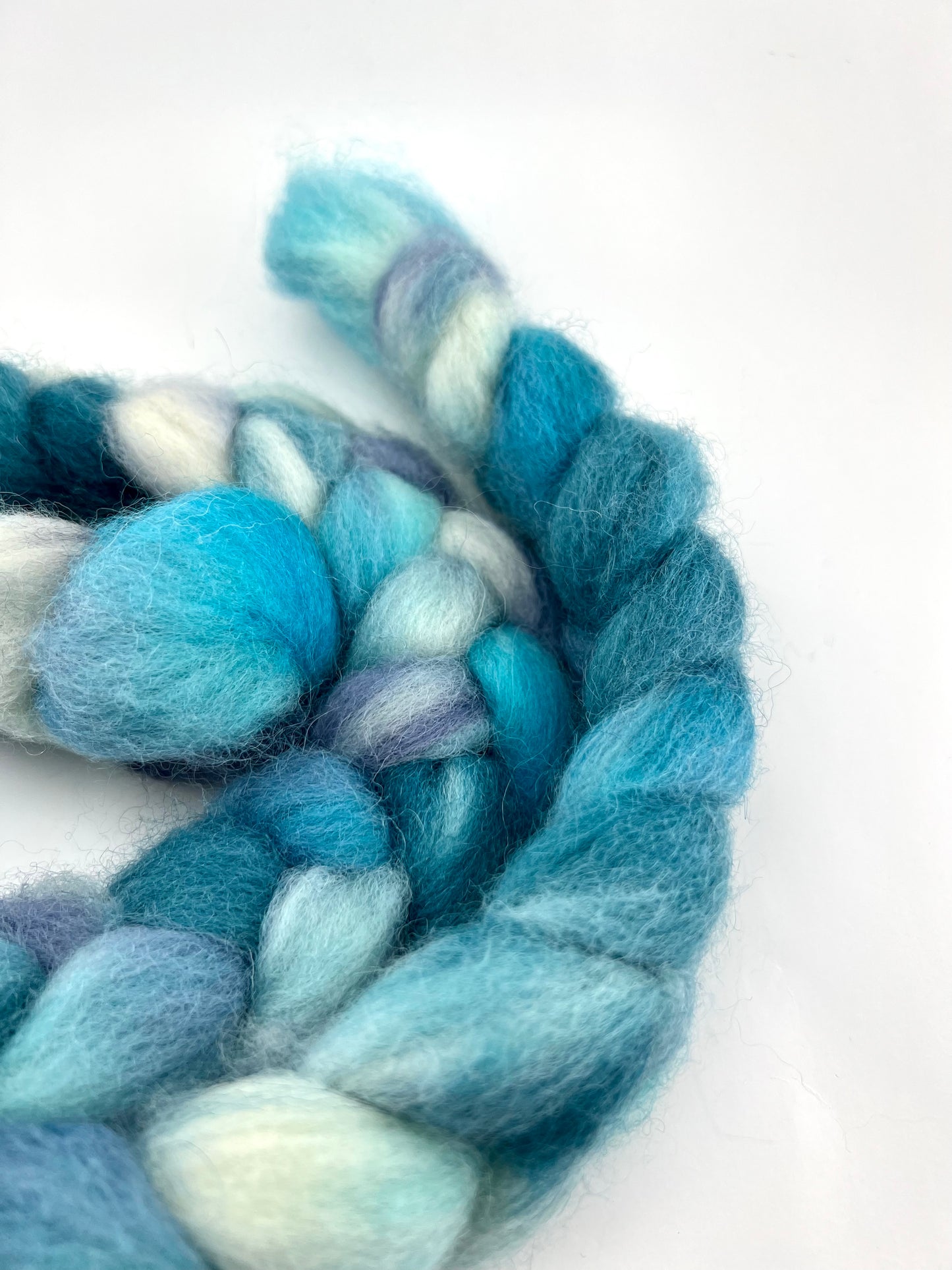 BLUE TEAL Hand Dyed Spinning Fibre Norwegian Top Non Superwash
