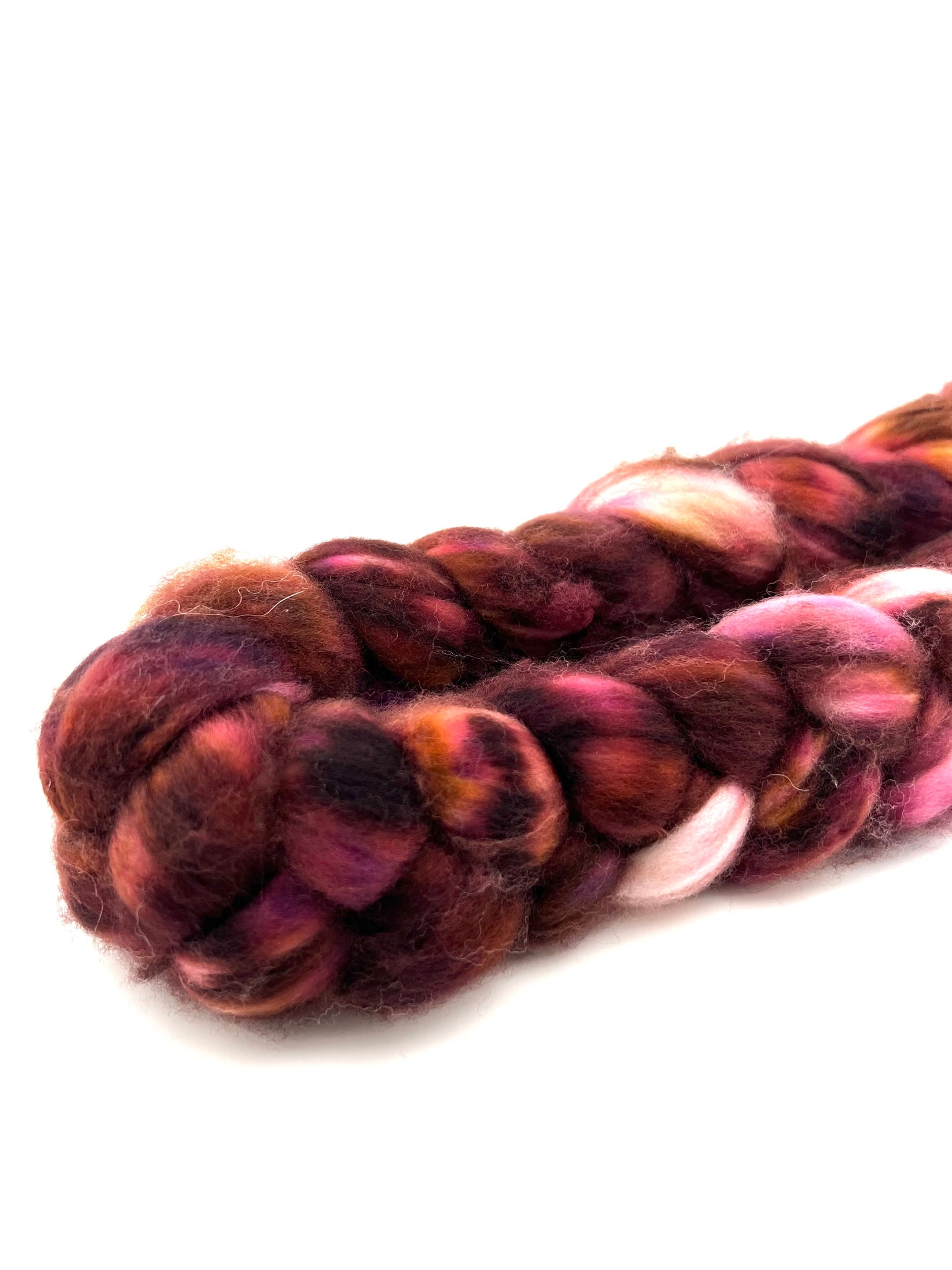 BURGUNDY CREAM PINK Hand Dyed Spinning Fibre Merino Superwash